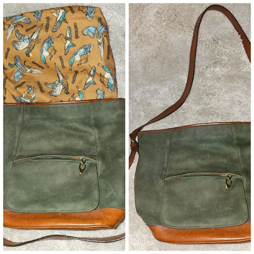 Earthbag 80s Vintage Rich Italian Leather Lg Shoulder Bag Purse Flannel Lining